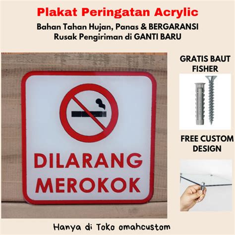 Jual Papan Acrylic Tanda Tulisan Dilarang Merokok Bisa Request Warna