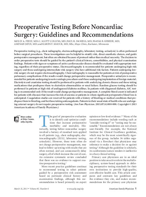 Pdf Preoperative Testing Before Noncardiac Surgery Guidelines And