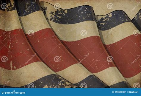 Old Paper Print Waving Flag Of Costa Rica Stock Illustration