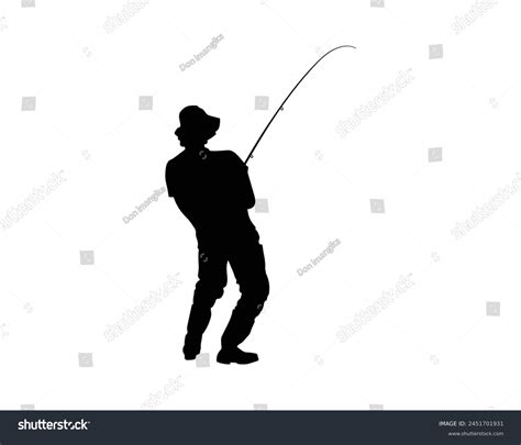 Man Fishing Silhouette Vector Silhouette Man Stock Vector Royalty Free