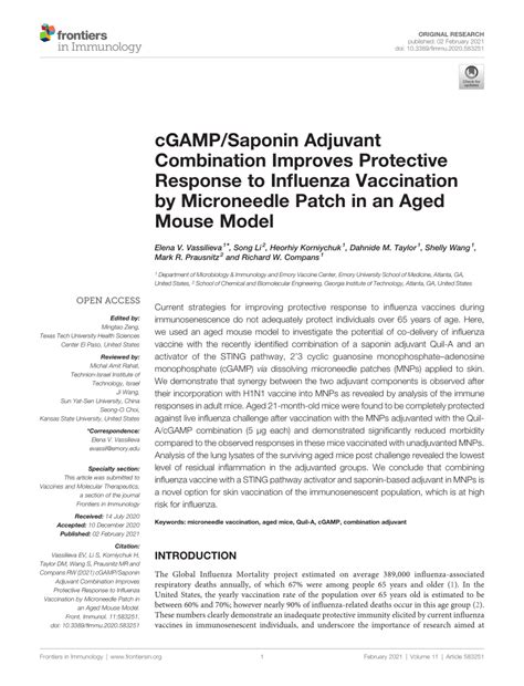 Pdf Cgamp Saponin Adjuvant Combination Improves Protective Response