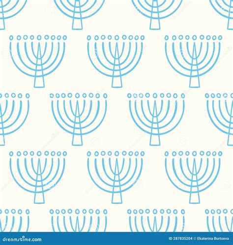 Menorah Seamless Pattern Hanukkah Background Print Stock Illustration ...