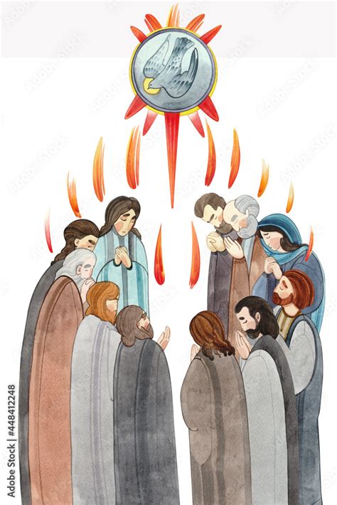 Ilustrace „watercolor Illustration Descent Of The Holy Spirit On The