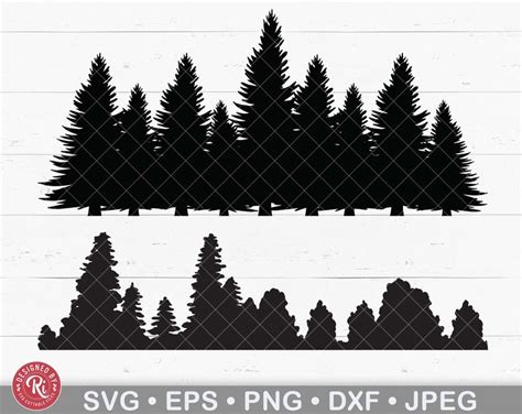 Tree Line Silhouette Svg Forest Trees Pine Tree Treeline - Etsy