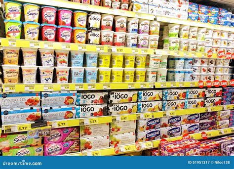 Yogurt Selection In Supermarket Editorial Photography - Image: 51951317