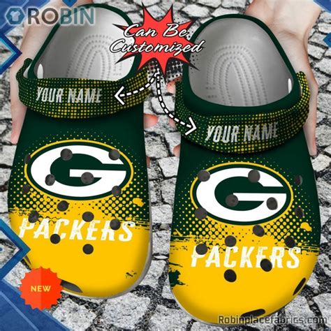 Football Crocs Personalized Green Bay Packers Half Tone Drip Flannel