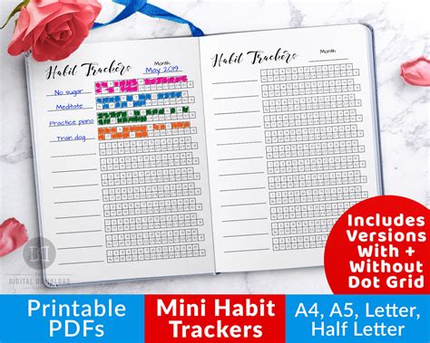 Bullet Journal Mini Habit Trackers Printable 12 The Digital Download