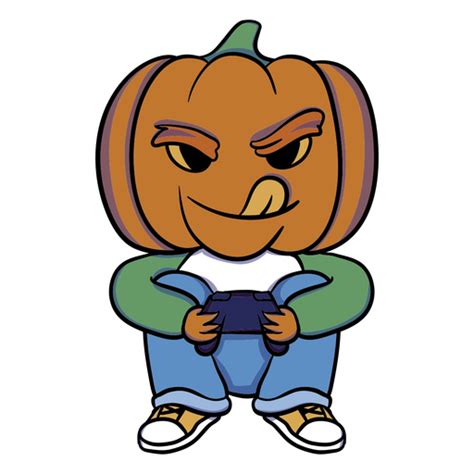 Diseño Png Y Svg De Calabaza De Dibujos Animados Sosteniendo Un Controlador De Juego Para Camisetas