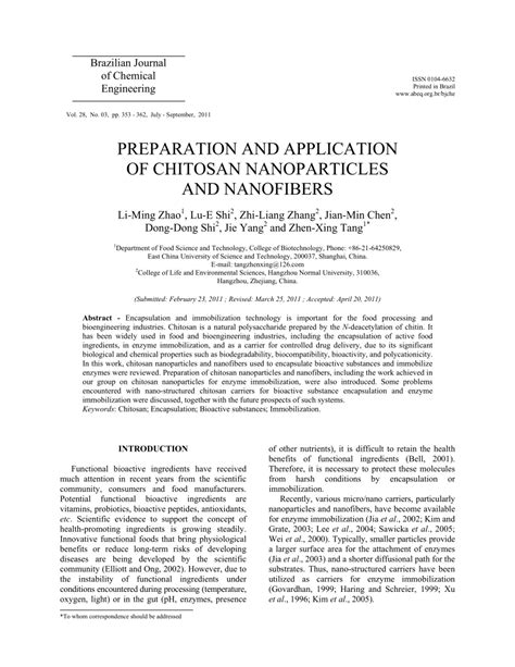 Pdf Preparation And Application Of Chitosan Nanoparticles And Nanofibers