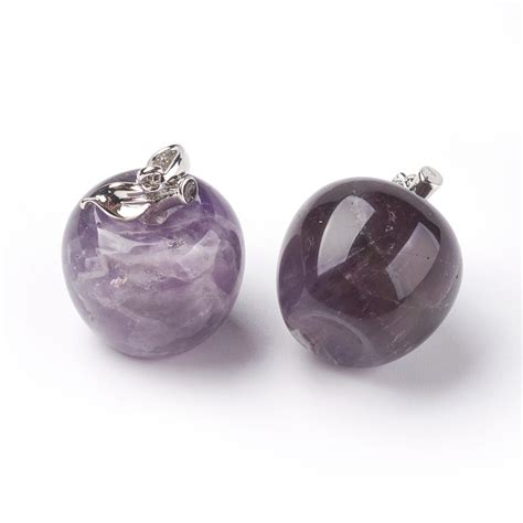 Pendentif Amethyste En Pierre Naturelle Forme Pomme Bijoux Pendentifs