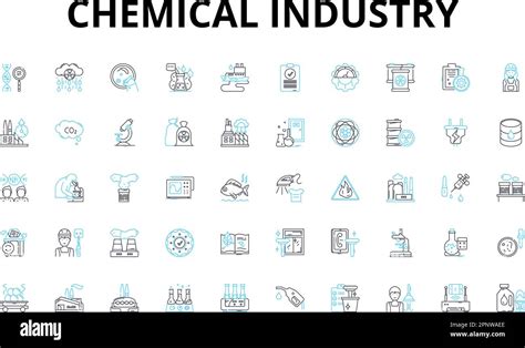 Chemical Industry Linear Icons Set Polymer Catalyst Petrochemical