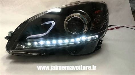 Phares Avants Led Pour Mercedes Classe C W Youtube