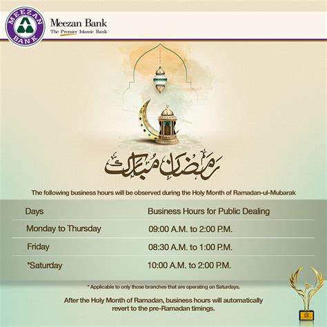 Ramadan Branch Timings Meezan Bank