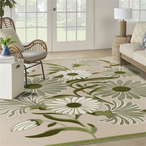 Nourison Aloha Indoor Outdoor Ivory Green 12 X 15 Area Rug 12x15