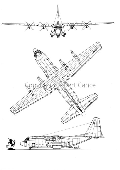 Drawing Lockheed C H Hercules Original Art By Hubert Cance