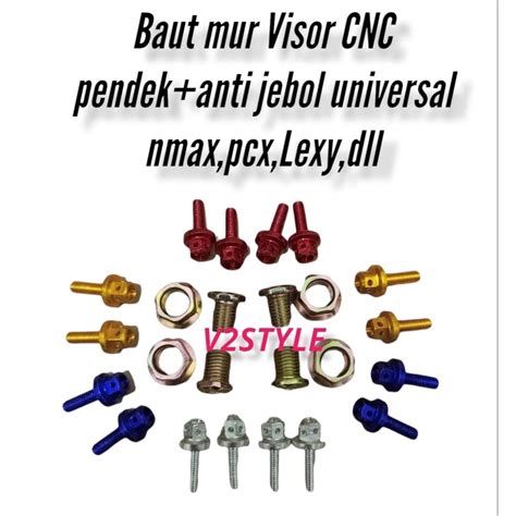 Jual PAKET SET 4 Pasang BAUT MUR ANTI JEBOL BESI BAUT VISOR CNC