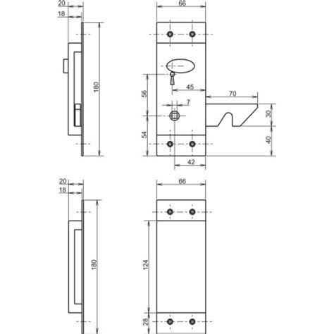 Serrure de porte coulissante en applique verticale à mentonnet bec de