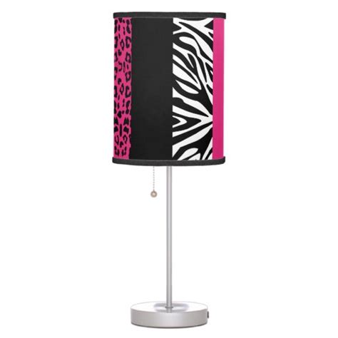 Hot Pink Leopard And Zebra Custom Animal Print Desk Lamp