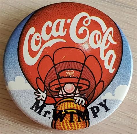 COCA COLA MR Wimpy Hot Air Balloon Pin Soda Pop Pinback Button Lapel