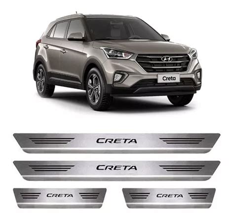 Kit 4 Soleira Protetor Porta Aço Inox Escovado Hyundai Creta