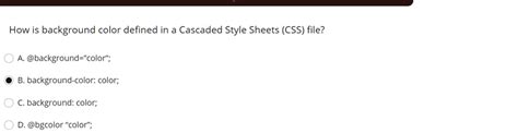 SOLVED: How is background color defined in a Cascaded Style Sheets (CSS ...