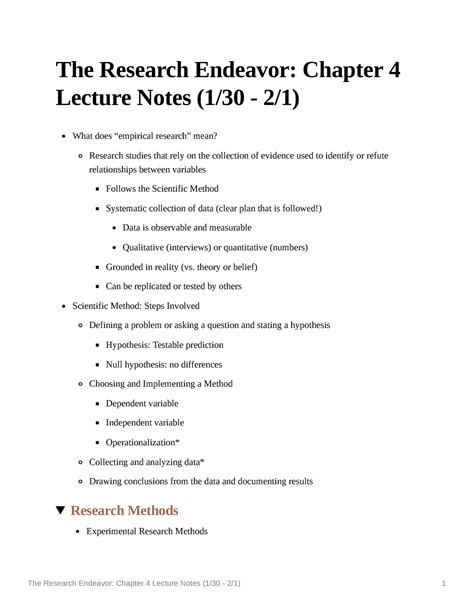 The Research Endeavor Chapter 4 Lecture Notes Theory Or Belief Can