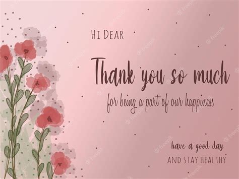 Premium Vector Thank You Card With Pink Watercolor Flowers