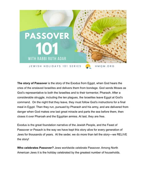 The Story Of Passover Is The Story Of The Exodus From Egypt When God