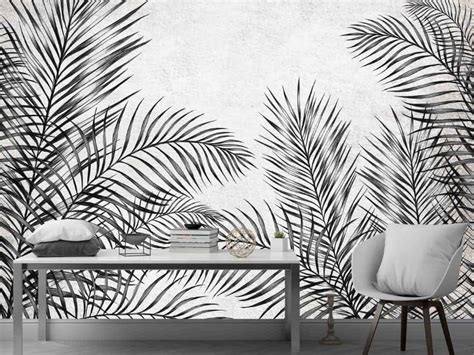 Black And White Leaf Wallpaper For Walls About Murals