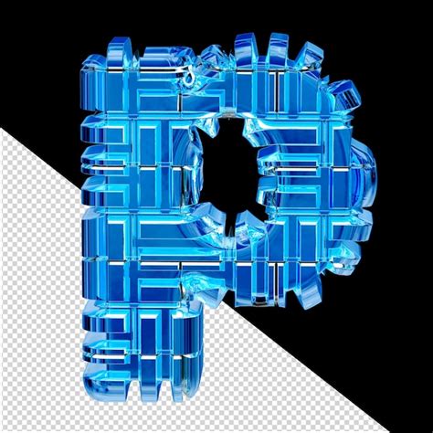 La lettre de symbole 3D transformée en glace bleue p PSD Premium