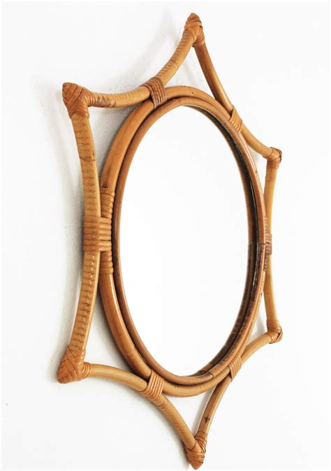 Bamboo Rattan Starburst Sunburst Mirror 1960s For Sale At 1stdibs