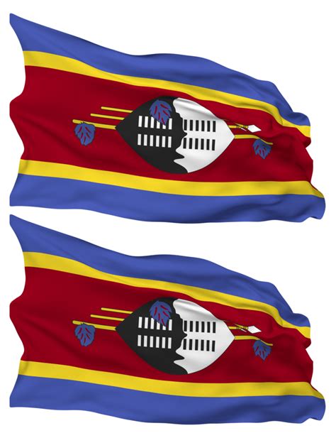 Eswatini Flag Waves Isolated In Plain And Bump Texture With