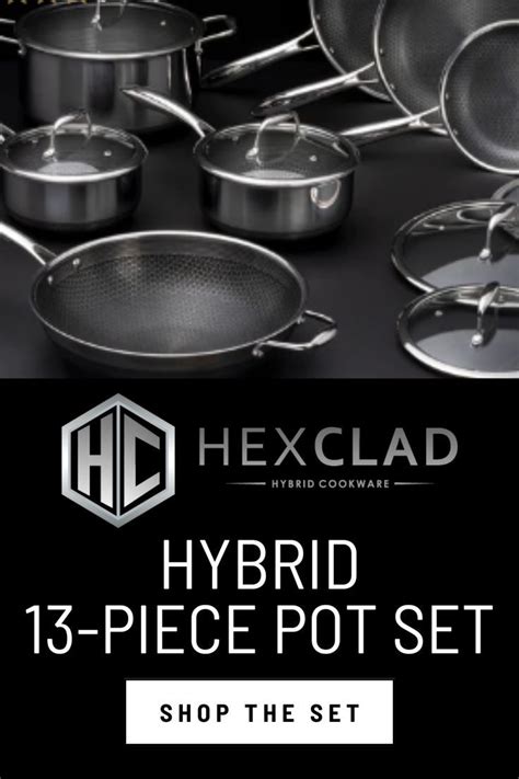 13pc HexClad Hybrid Cookware Set w/ Lids in 2022 | Cookware set, Pot ...