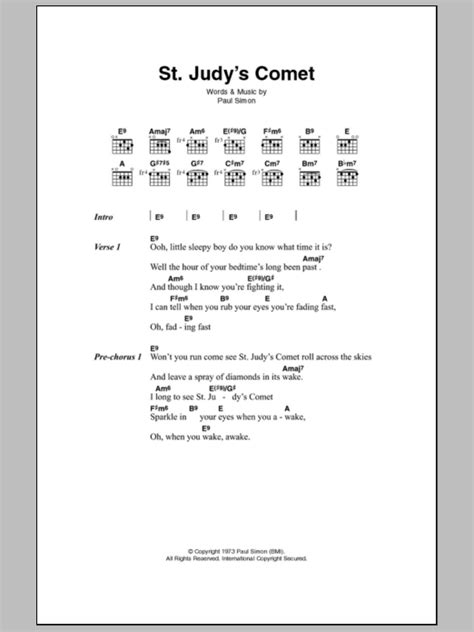 St Judy S Comet Sheet Music Paul Simon Guitar Chords Lyrics