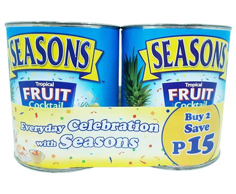 Seasons Tropical Fruit Cocktail In Extra Light Syrup 2 Packs X 822g