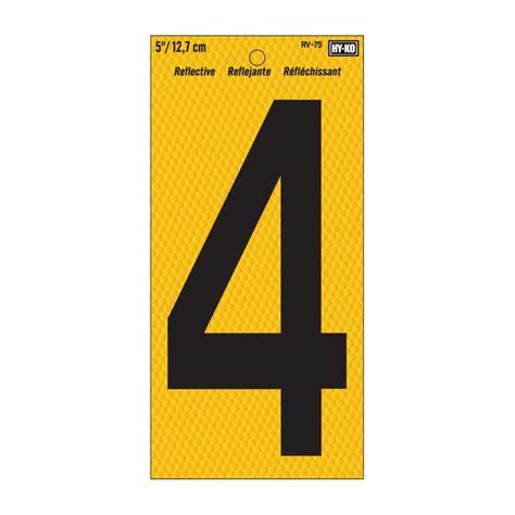 Hy Ko In Reflective Black Vinyl Self Adhesive Number Pc