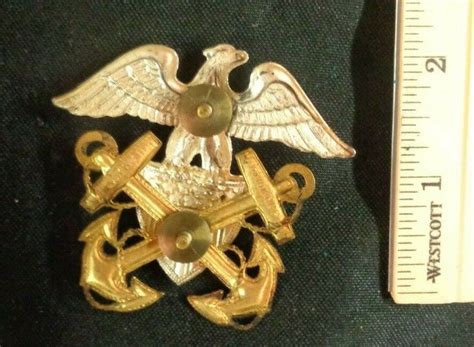 Vintage Us Navy Hat Badge Pin Eagle Shield Anchor Viking 120 10k Rgp