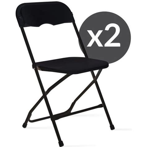 Chaises Pliantes Noires Lot De 2 Chaises Pliables Cdiscount Jardin