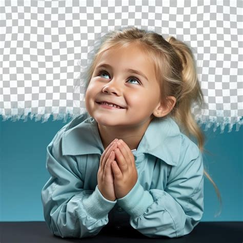 Premium PSD A Amused Preschooler Girl With Blonde Hair From The Nordic Ethnicity Dressed In