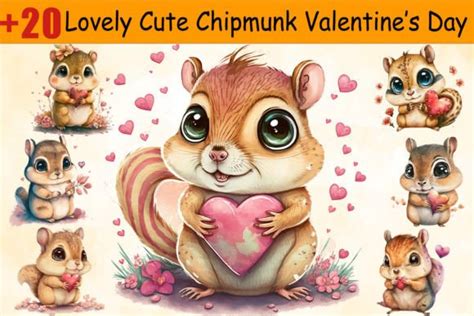 Lovely Cute Chipmunk Valentines Day Graphic By Kdp Designs · Creative