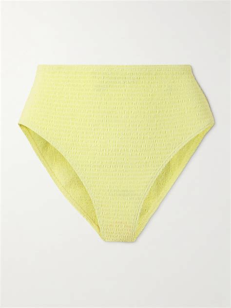Tory Burch Shirred High Rise Bikini Briefs In Yellow Modesens