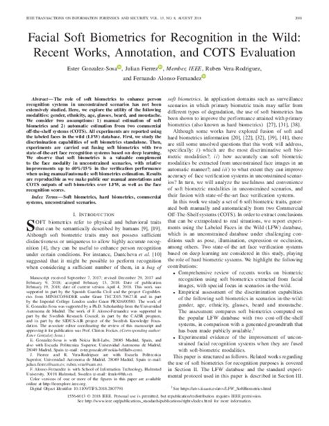 Pdf Facial Soft Biometrics For Recognition In The Wild Recent Works Annotation And Cots