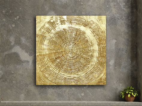 Abstract Gold Circle Print on Canvas Golden Modern Artwork - Etsy