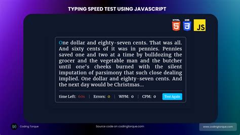 Speed Typing Test Game Using Html Css And Javascript Coding Torque