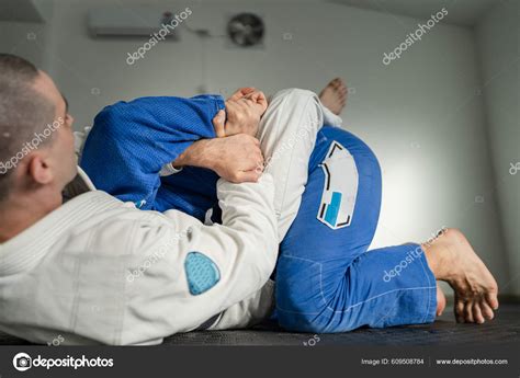 Brazilian Jiu Jitsu Bjj Training Sparing Two Athletes Fighters Dill