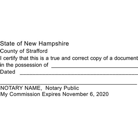 New Hampshire Certified True Copy Notary Stamp All State Notary Supplies