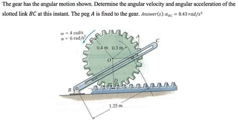 Solved The Gear Has The Angular Motion Shown Determine The