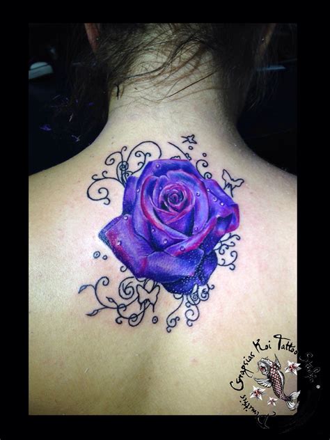 Realistic Purple Rose Tattoo