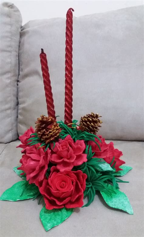 Decoração rosas de e v a para vela de natal imagens