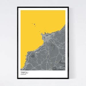 Tripoli, Lebanon Map Art Print Many Styles Art Quality Paper Fast Delivery Poster // Scandi ...